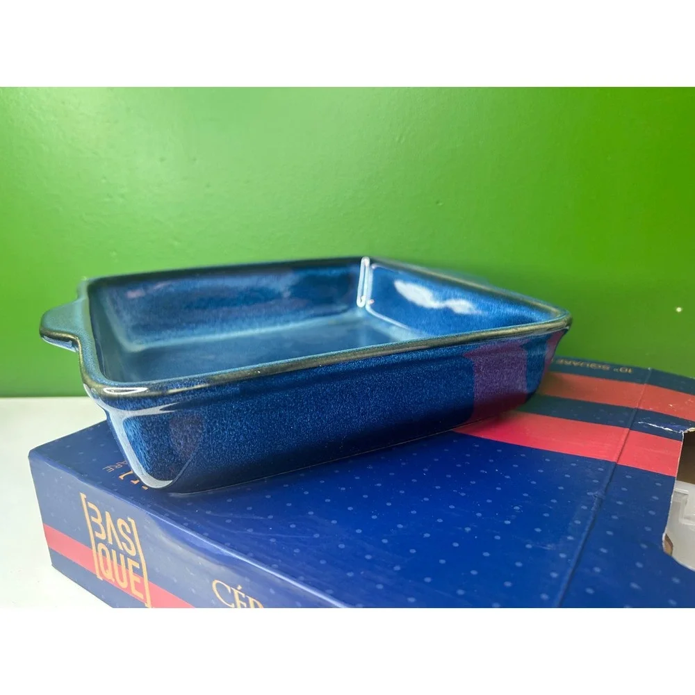 Basque Ceramique Andalusian Blue Stoneware 10 Inch Square Baker AB001 New
